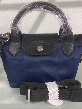 Longchamp Navy Shoulder Bag with Black Trim